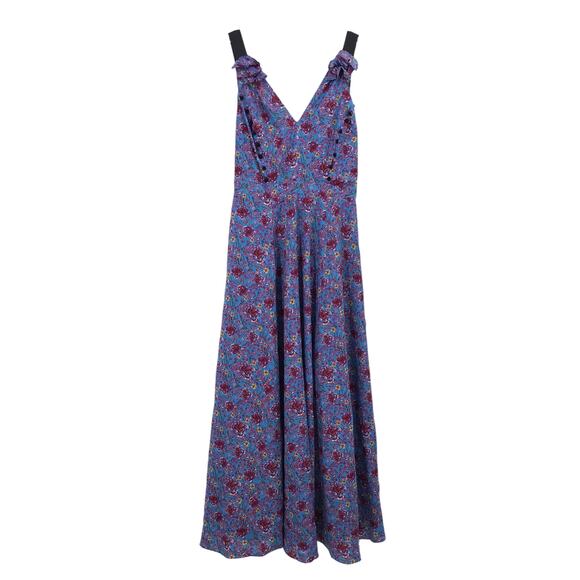 Prabal Gurung Chiffon Maxi Dress 0 Floral Sleeveless V-Neck Empire Boho Midi - Picture 1 of 10